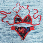 Svana Special Embroidered Crochet Bikini Set in red